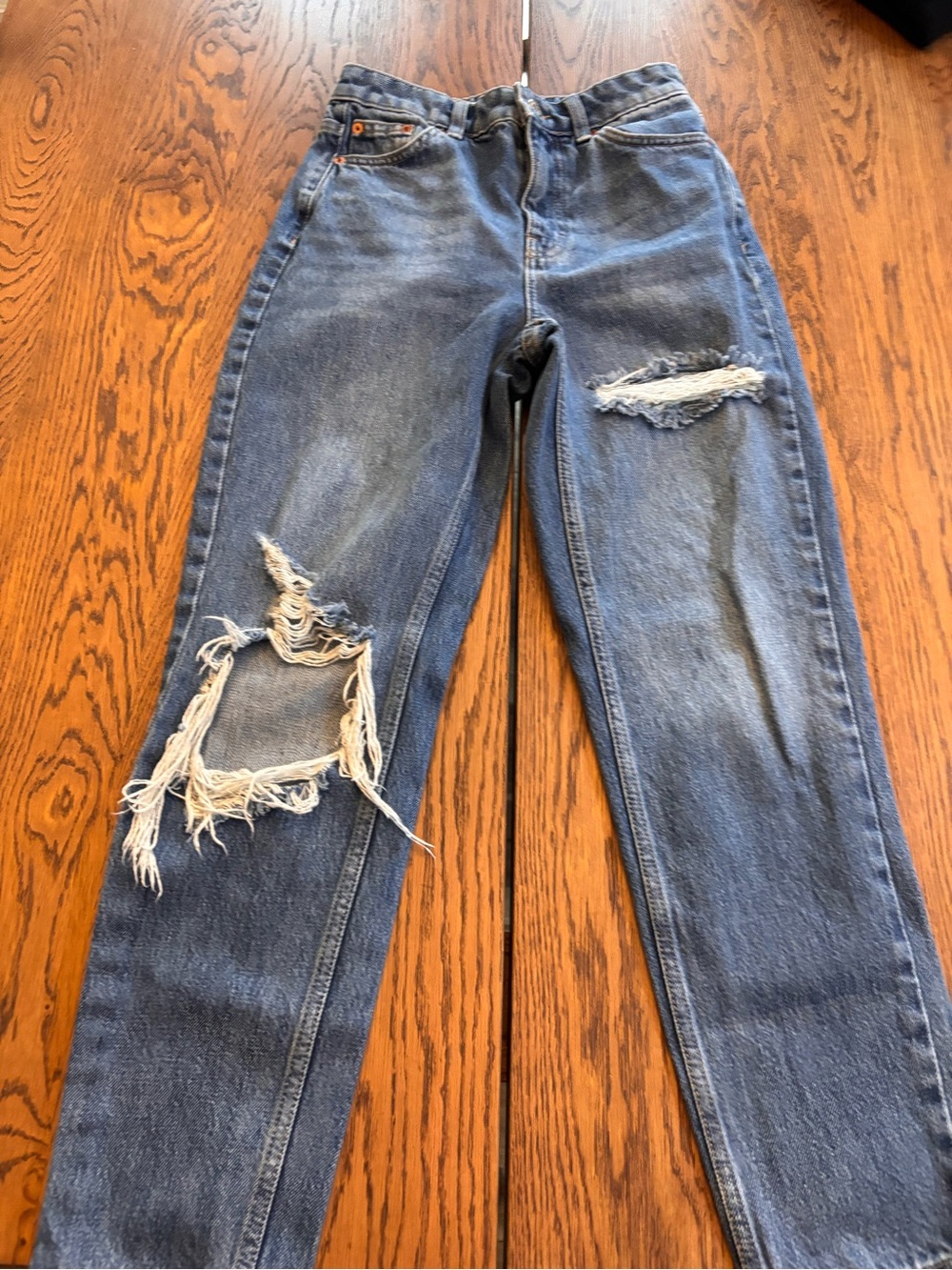 Topshop Distressed Boyfriend Jeans - Blue